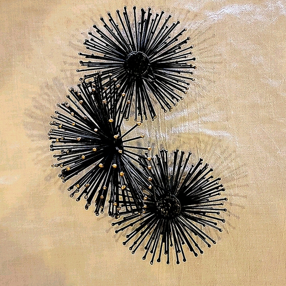 Metal Starburst 3Black Spiked Radial Pattern Decor - Picture 3 of 5